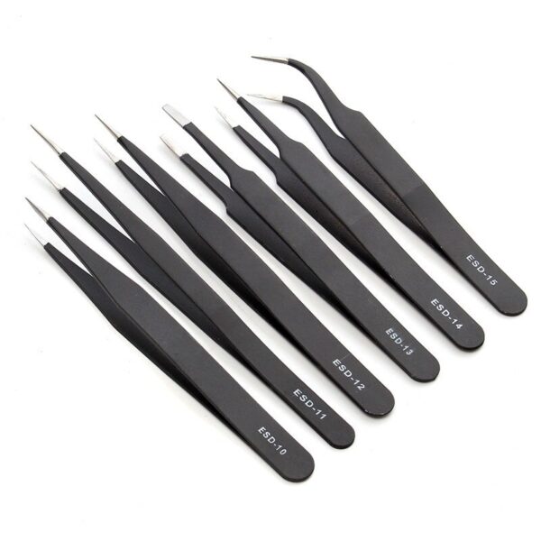 X6 Anti-Static Tweezers Tools In Stainless Steel