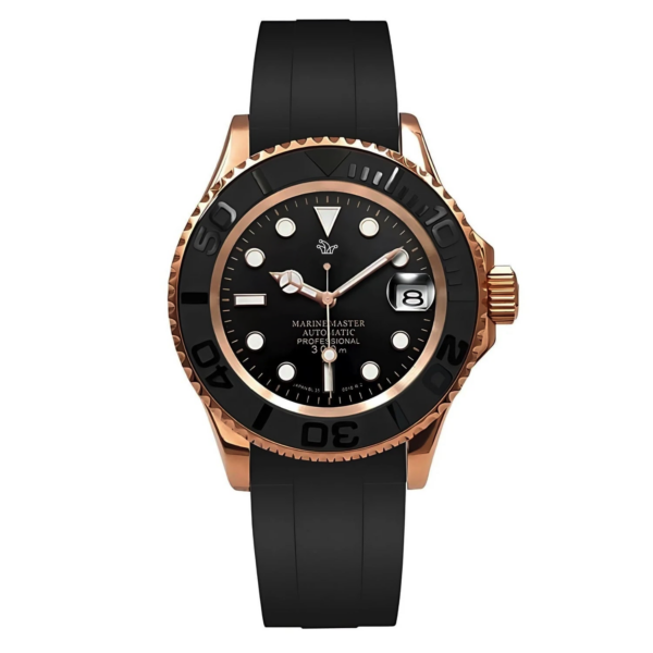 Rose Gold Seiko Mod Yacht-Master with Rubber Bracelet – Custom NH35 Automatic Watch