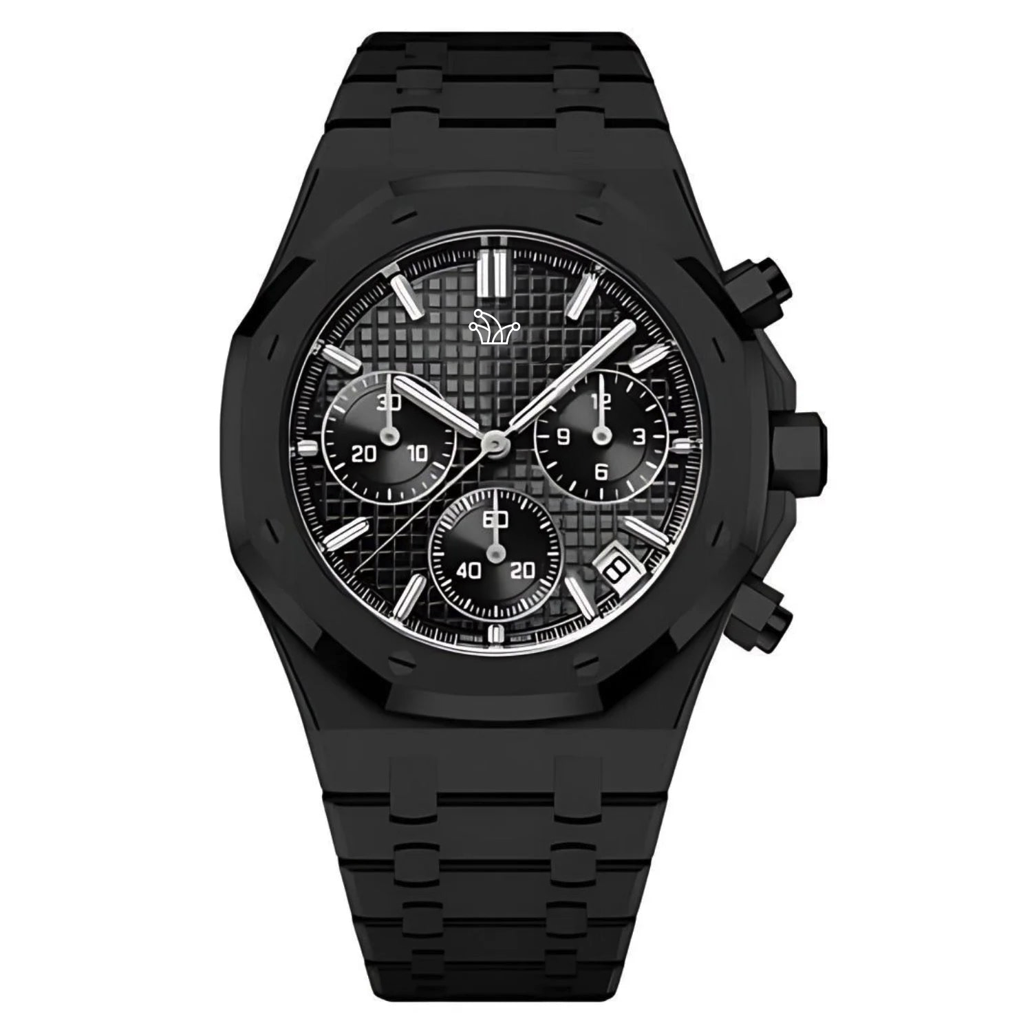 Black PVD Seiko Mod Royal Oak Chronograph “Kasparov” – Custom VK63 Hybrid Movement Watch