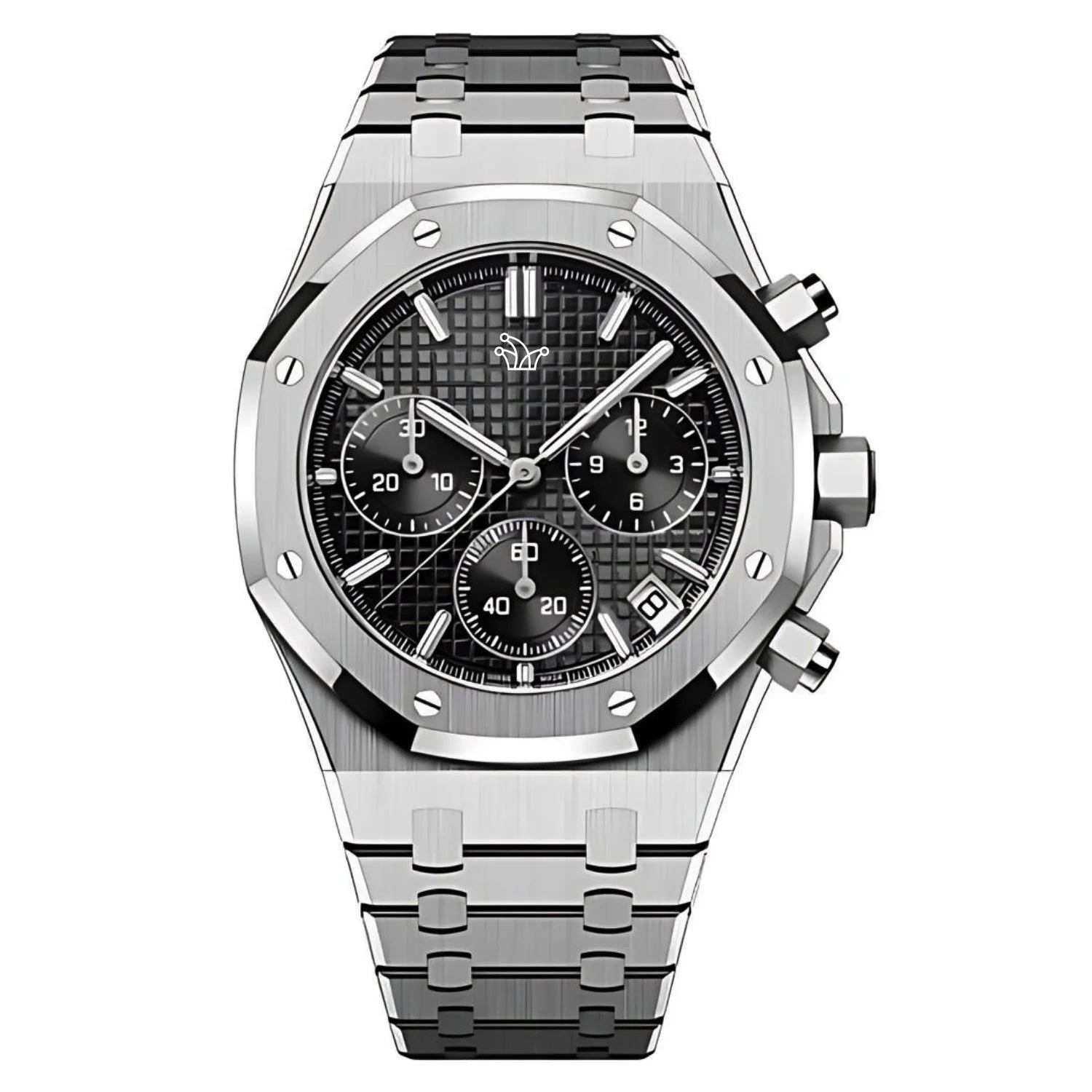Black Seiko Mod Royal Oak Chronograph “Kasparov” – Custom VK63 Hybrid Movement Watch