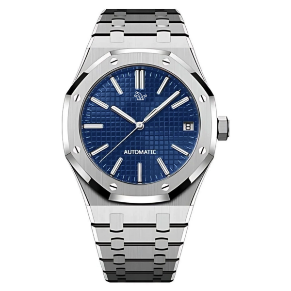 Blue Seiko Mod Royal Oak in Stainless Steel – Custom NH35 Automatic Watch