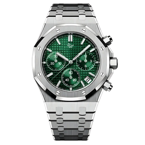 Green Seiko Mod Royal Oak Chronograph “Kasparov” – Custom VK63 Hybrid Movement Watch