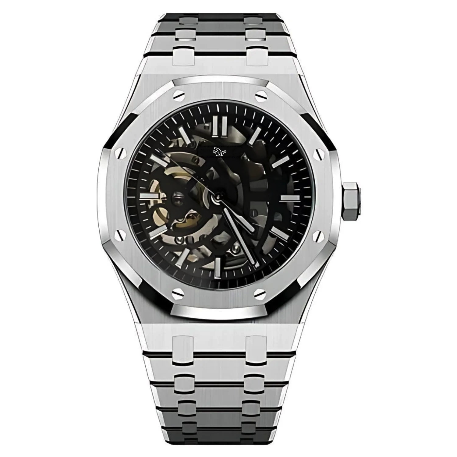 Black Seiko Mod Royal Oak Skeleton – NH70 Movement – Custom Automatic Watch