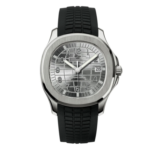 Silver Seiko Mod Aquanaut with Rubber Bracelet – Custom NH35 Automatic Watch