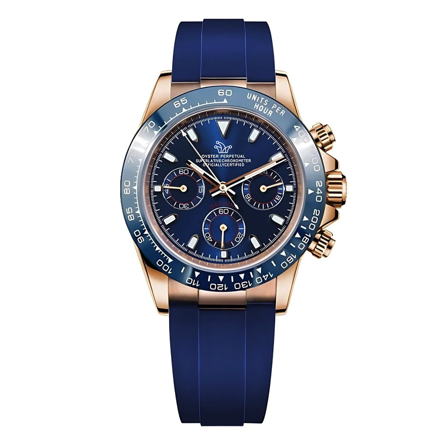Rose Gold & Blue Ceramic Seiko Mod Daytona – Custom VK63 Watch