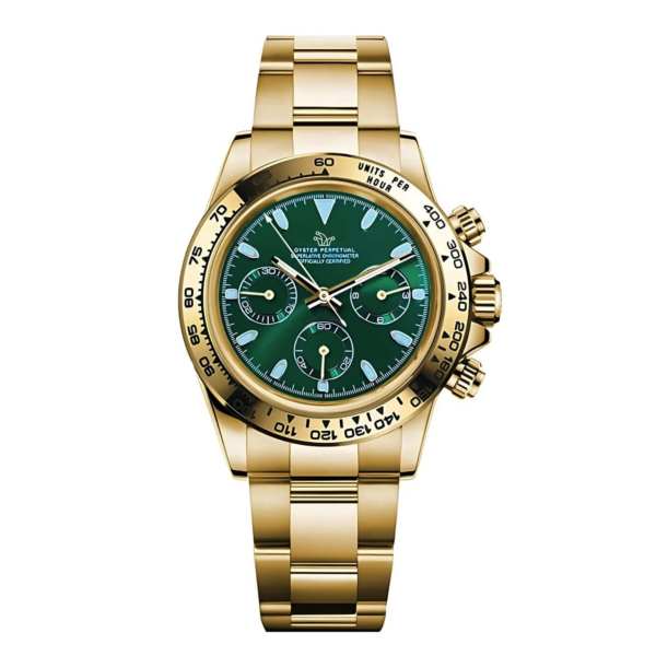 Seiko Mod Yellow Gold Green Daytona John Mayer – Custom VK63 Watch