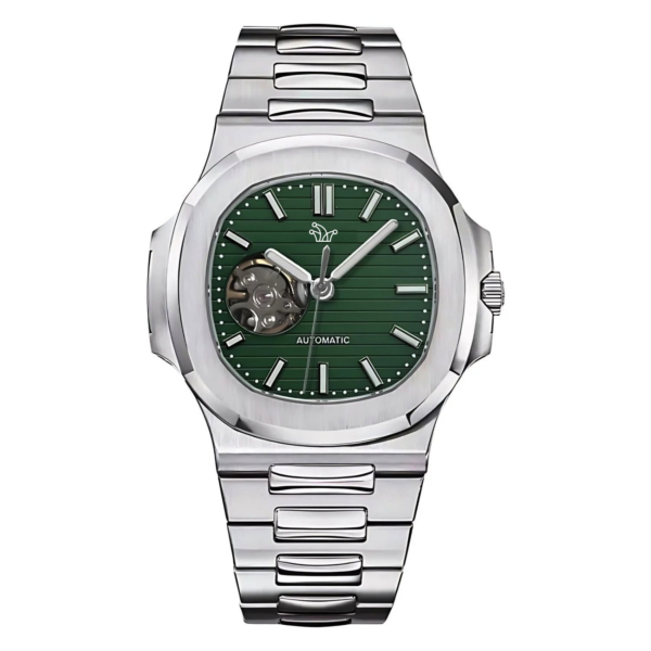 Green Seiko Mod Open Heart Nautilus – Custom NH35 Automatic Watch