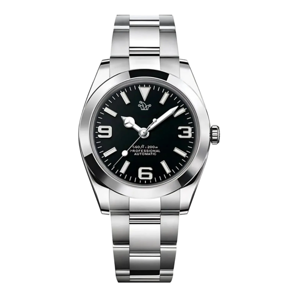 Black Seiko Mod Explorer – Custom NH35 Automatic Watch