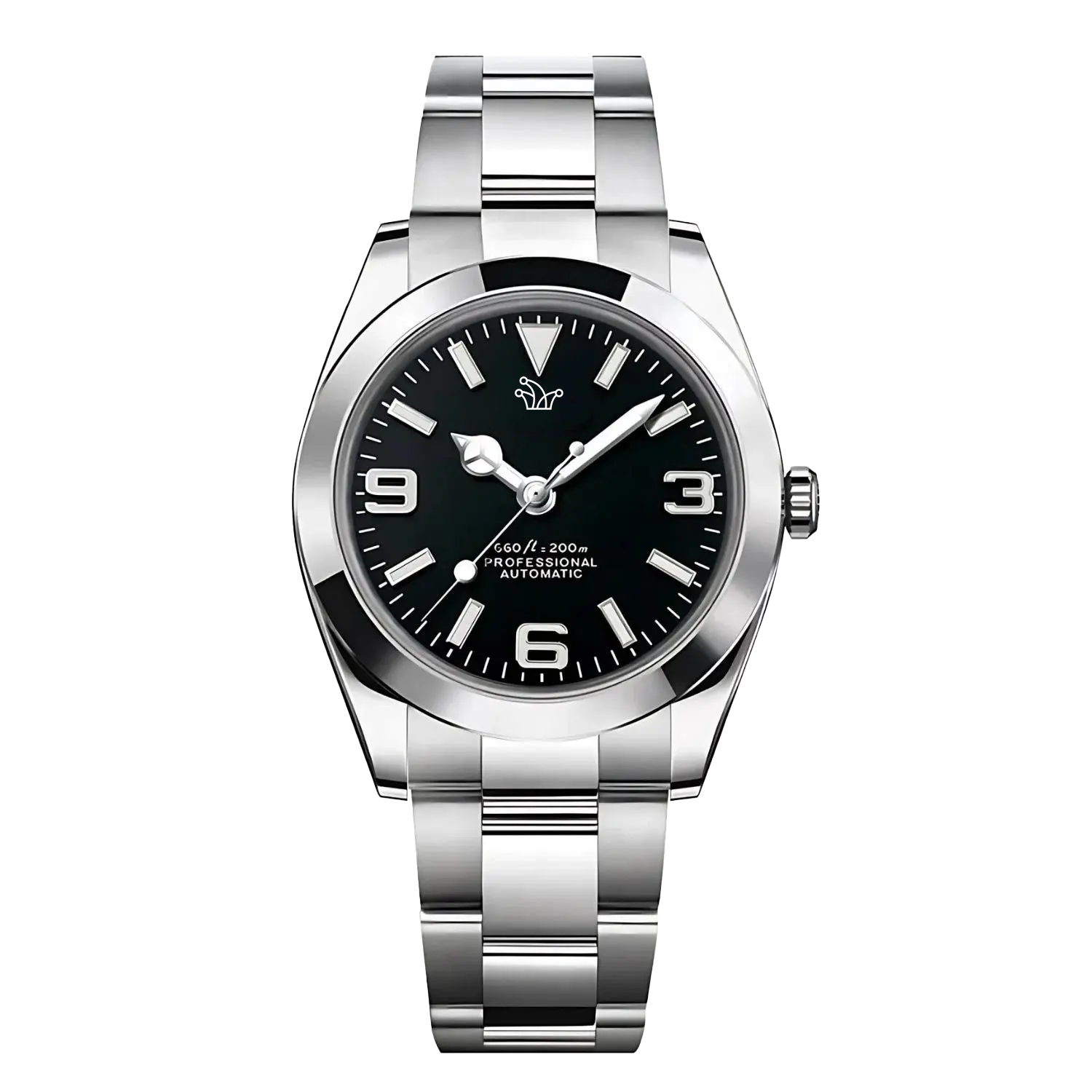 Black Seiko Mod Explorer – Custom NH35 Automatic Watch