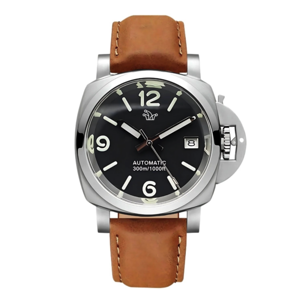 Black Seiko Mod Luminor – Custom NH35 Automatic Watch