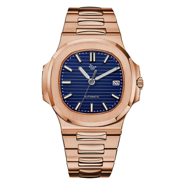 Blue Rose Gold Seiko Mod Nautilus – Custom NH35 Automatic Watch
