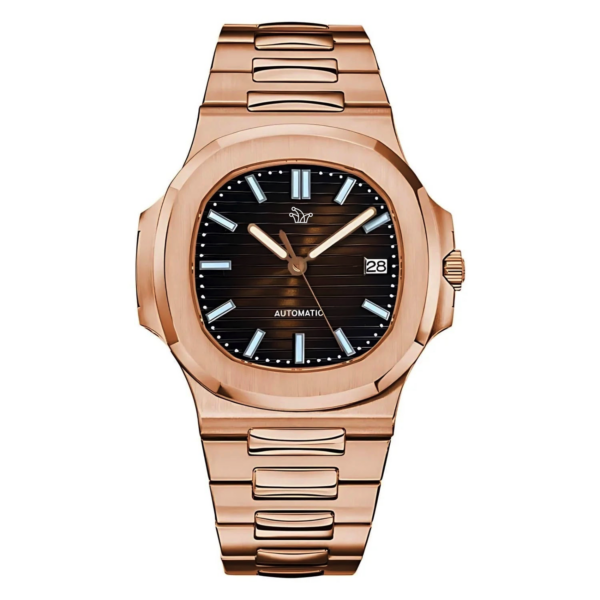 Brown Rose Gold Seiko Mod Nautilus – Custom NH35 Automatic Watch