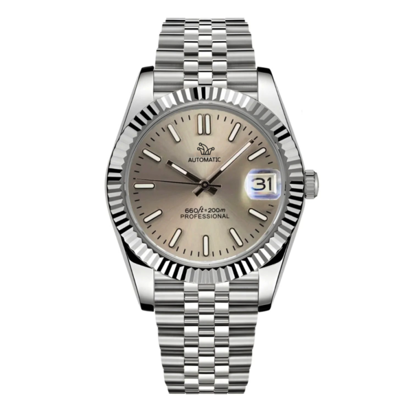 Champagne Seiko Mod Datejust with Fluted Bezel on Jubilee Bracelet – Custom NH35 Automatic Watch