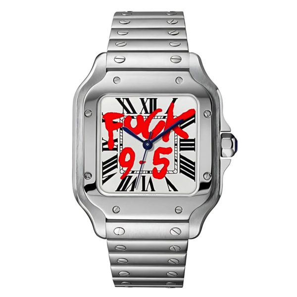 White Seiko Mod Santos Large – Street Art Edition – Custom NH35 Automatic Watch
