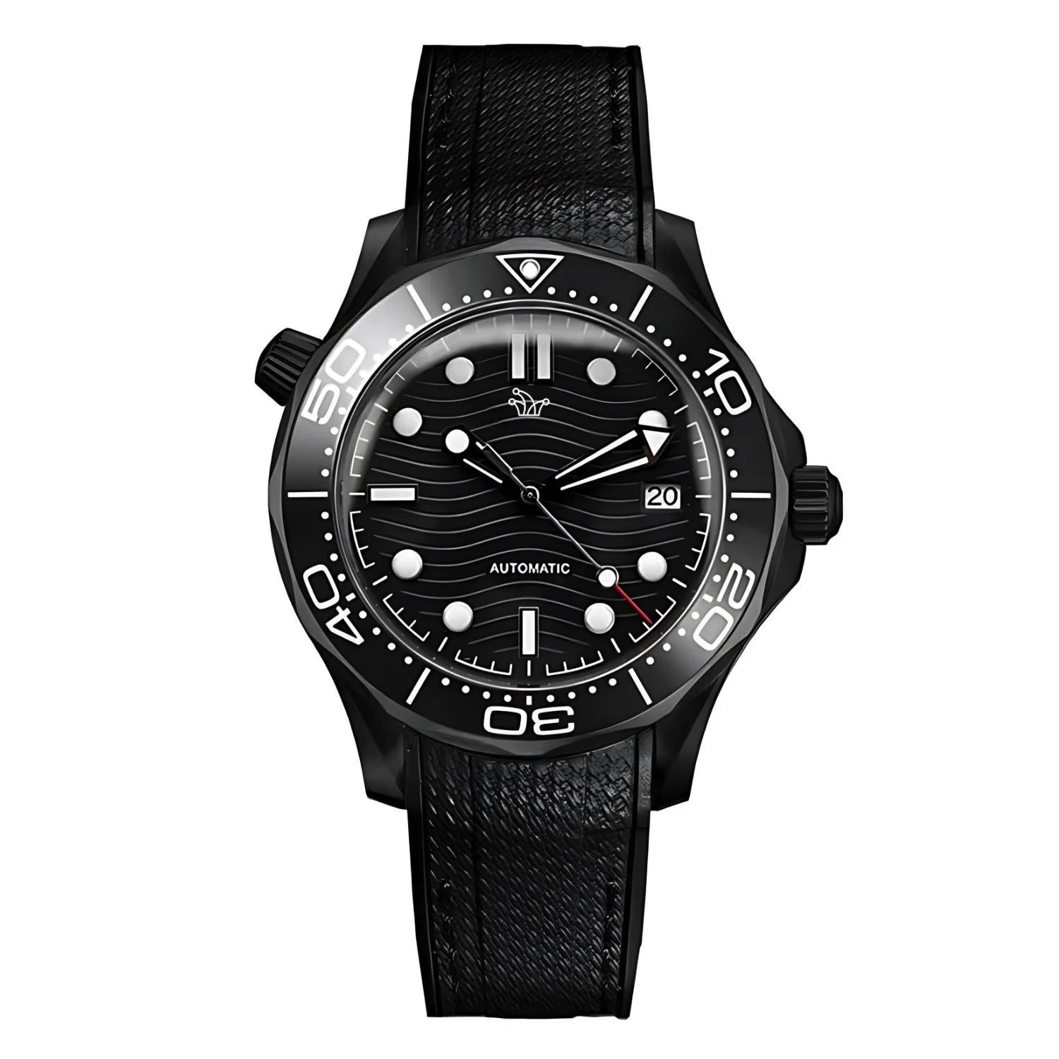 Black PVD Seiko Mod Seamaster James Bond On Nylon/Rubber Bracelet – Custom NH35 Watch