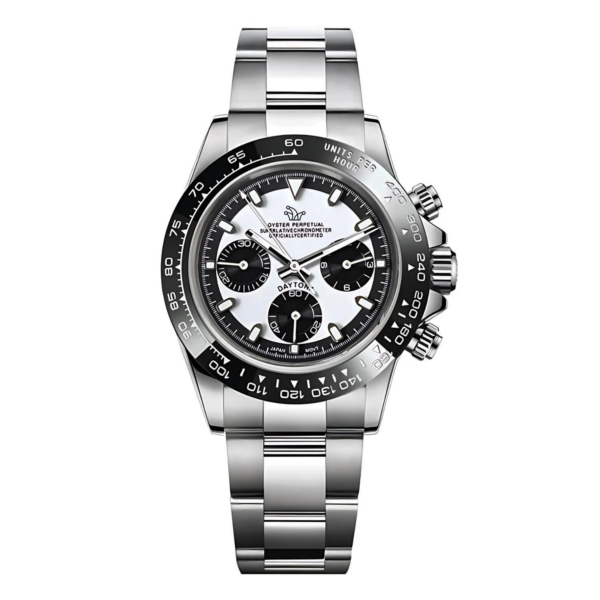 Seiko Mod Paul Newman Daytona White Panda Ceramic – Custom VK63 Watch