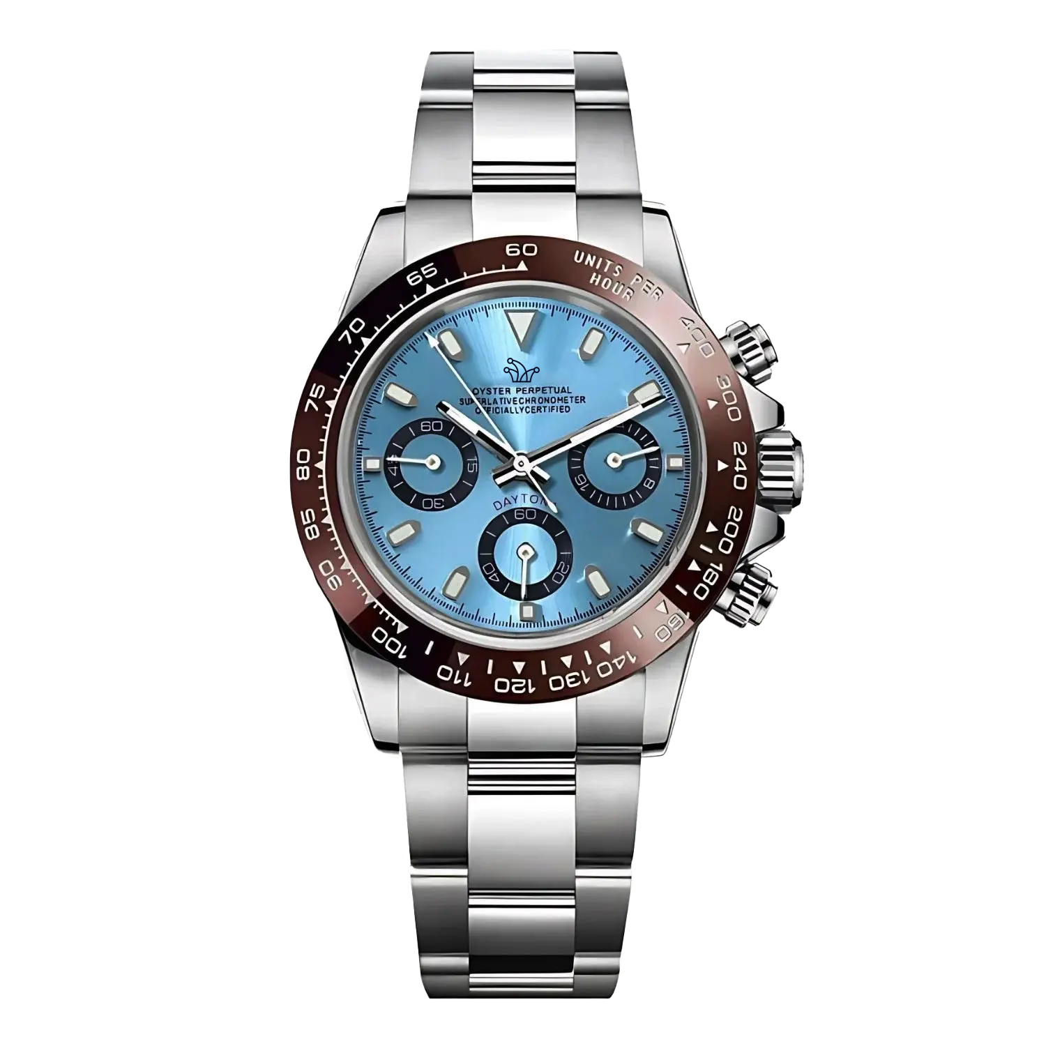 Ice Blue & Brown Ceramic Seiko Mod Daytona – Custom VK63 Watch