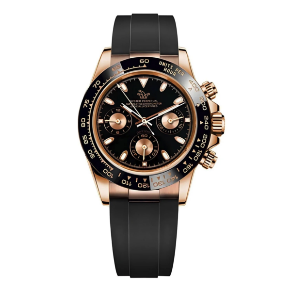 Rose Gold Ceramic Seiko Mod Daytona on Rubber – Custom VK63 Watch