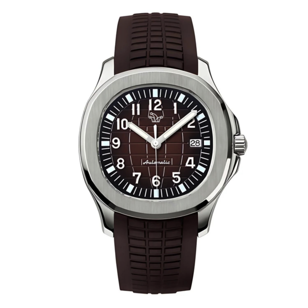 Brown Seiko Mod Aquanaut with Rubber Bracelet – Custom NH35 Automatic Watch