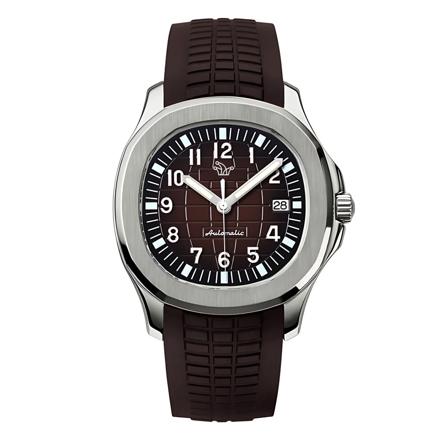 Brown Seiko Mod Aquanaut with Rubber Bracelet – Custom NH35 Automatic Watch