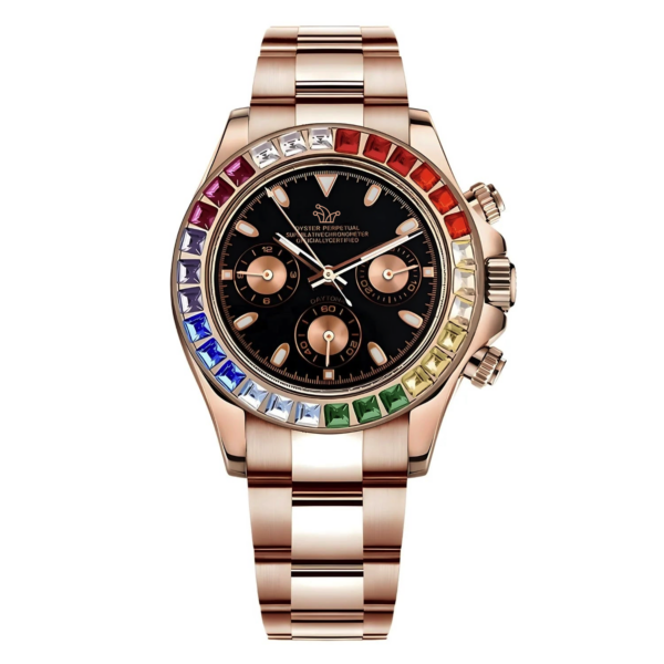 Rainbow Rose Gold Seiko Mod Daytona – Custom VK63 Watch