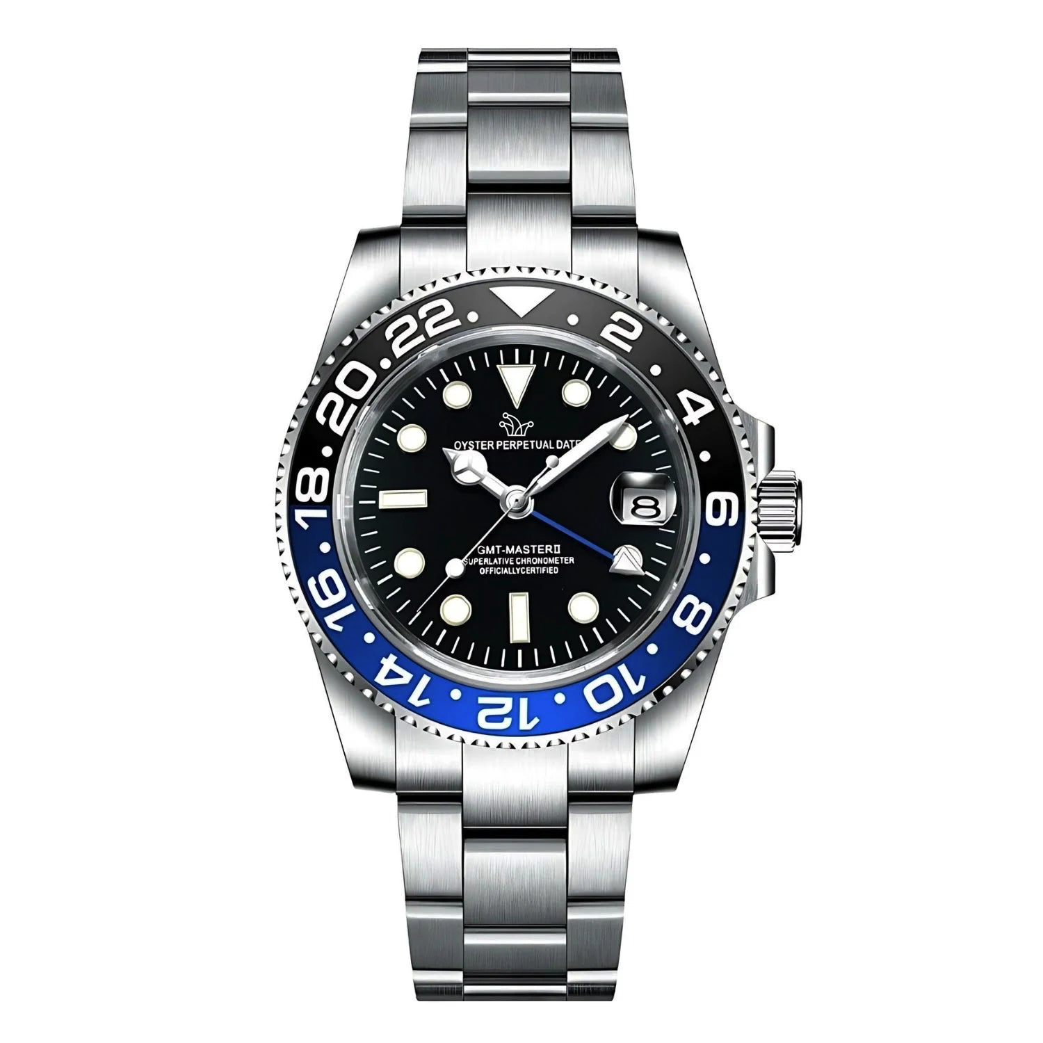 Seiko Mod GMT Master II Batman Ceramic Bezel on Oyster Bracelet – Custom NH34 Automatic Watch